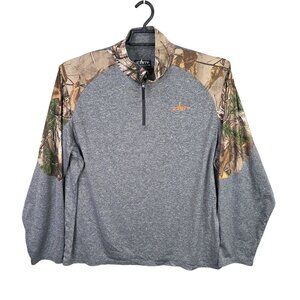 Mens Habit Heather Gray 1/4 Zip Pullover Shirt Camo Long Sleeves Size XL